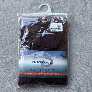 NOS Vintage Duofold Men's Turtle Neck Shirt XL Brown 100% Cotton Lycra